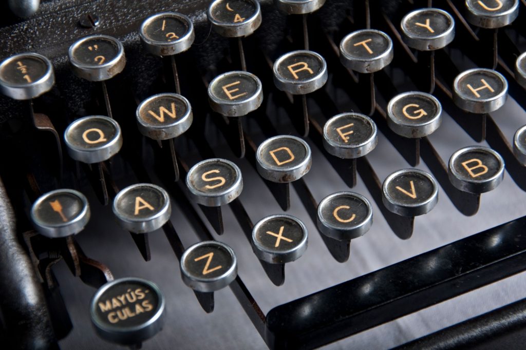 Old typewriter. Antique technology for writers