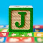 The letter "J" of education alphabet ABC wooden block