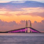 Sunshine Skyway Bridge spanning the Lower Tampa Bay and connecting Terra Ceia to St. Petersburg, Florida, USA.