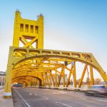 Tower Bridge in old town Sacramento, California USA