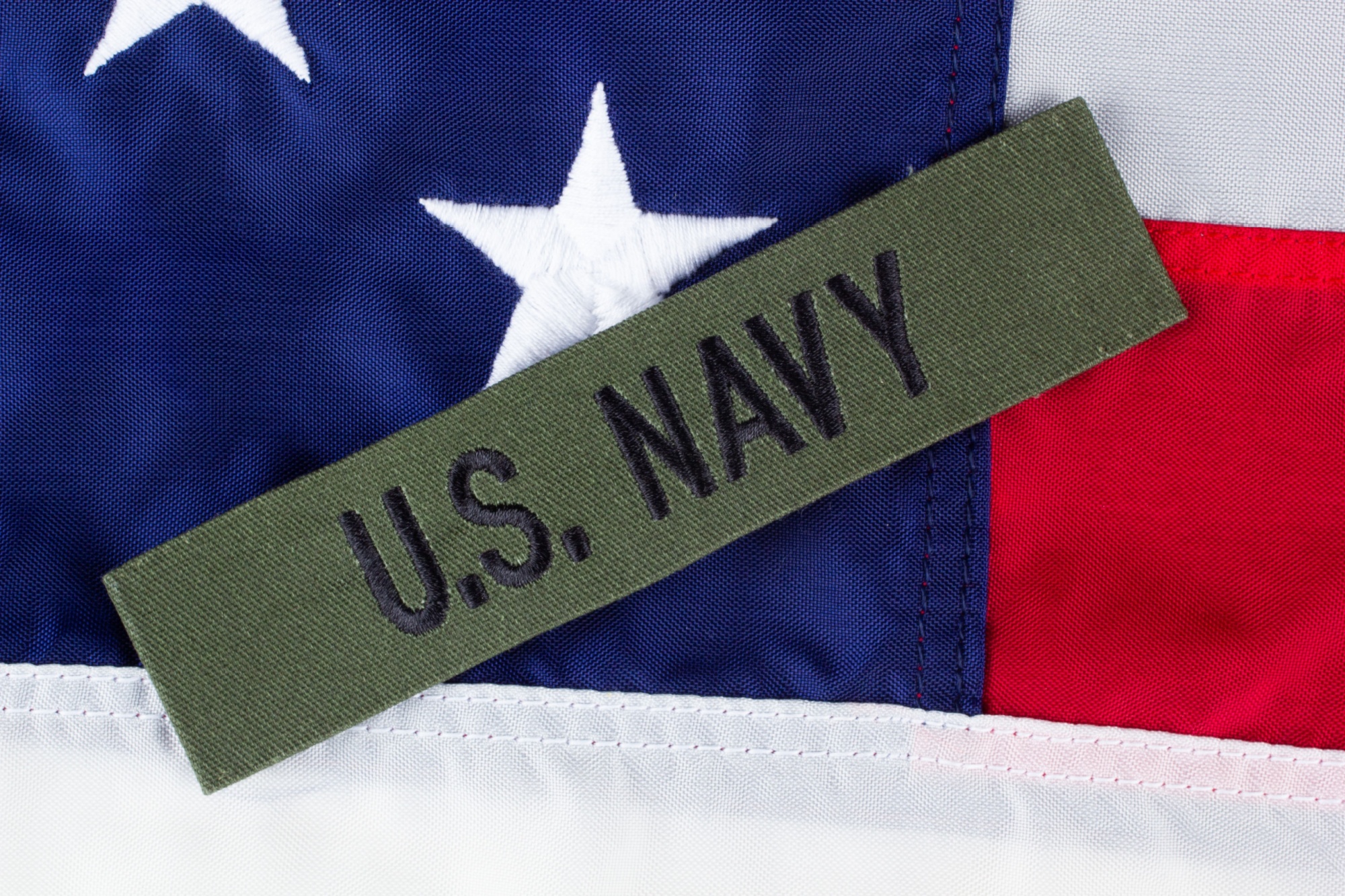 U.S. Navy Branch Tape on national US flag background