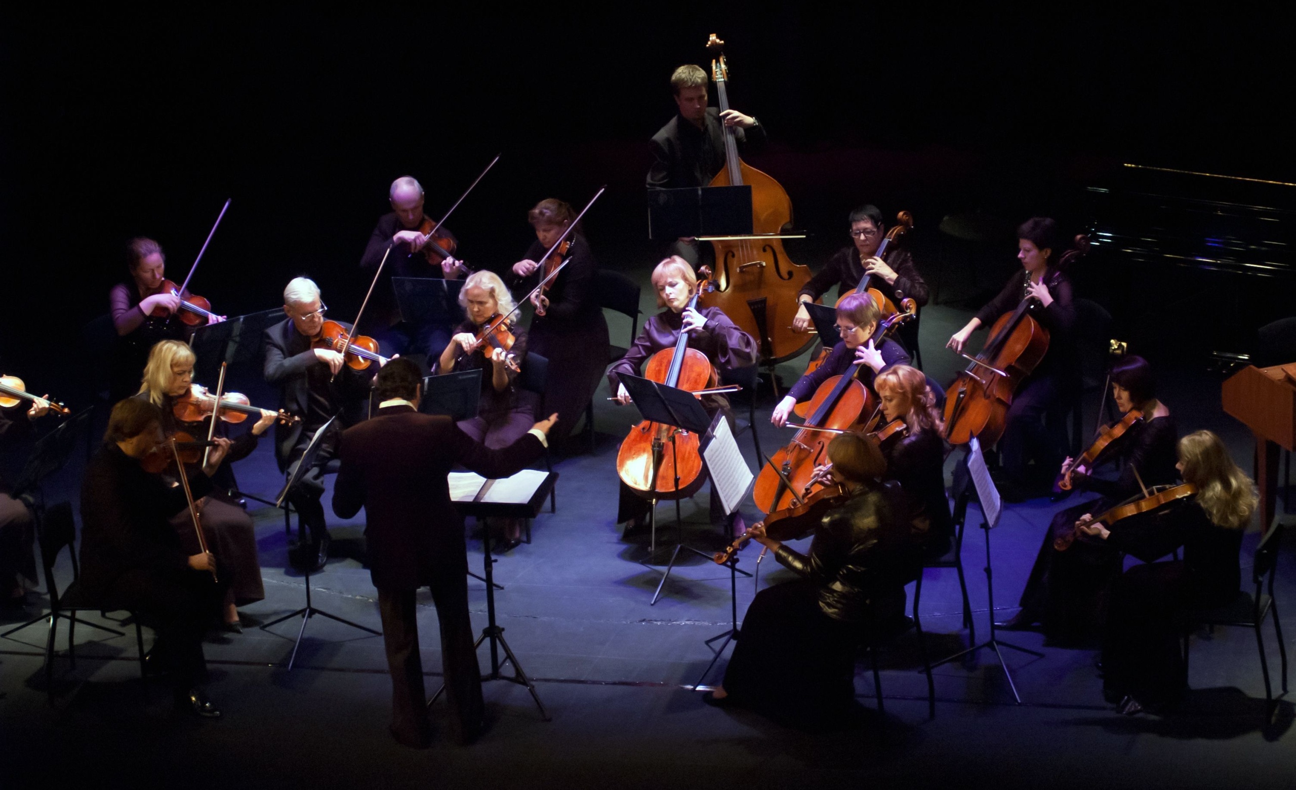 DNEPROPETROVSK, UKRAINE - OCTOBER 22: Four seasons Chamber Orchestra - main conductor Dmitry Logvin perform music of George Frideric Handel on October 22, 2012 in Dnepropetrovsk, Ukraine