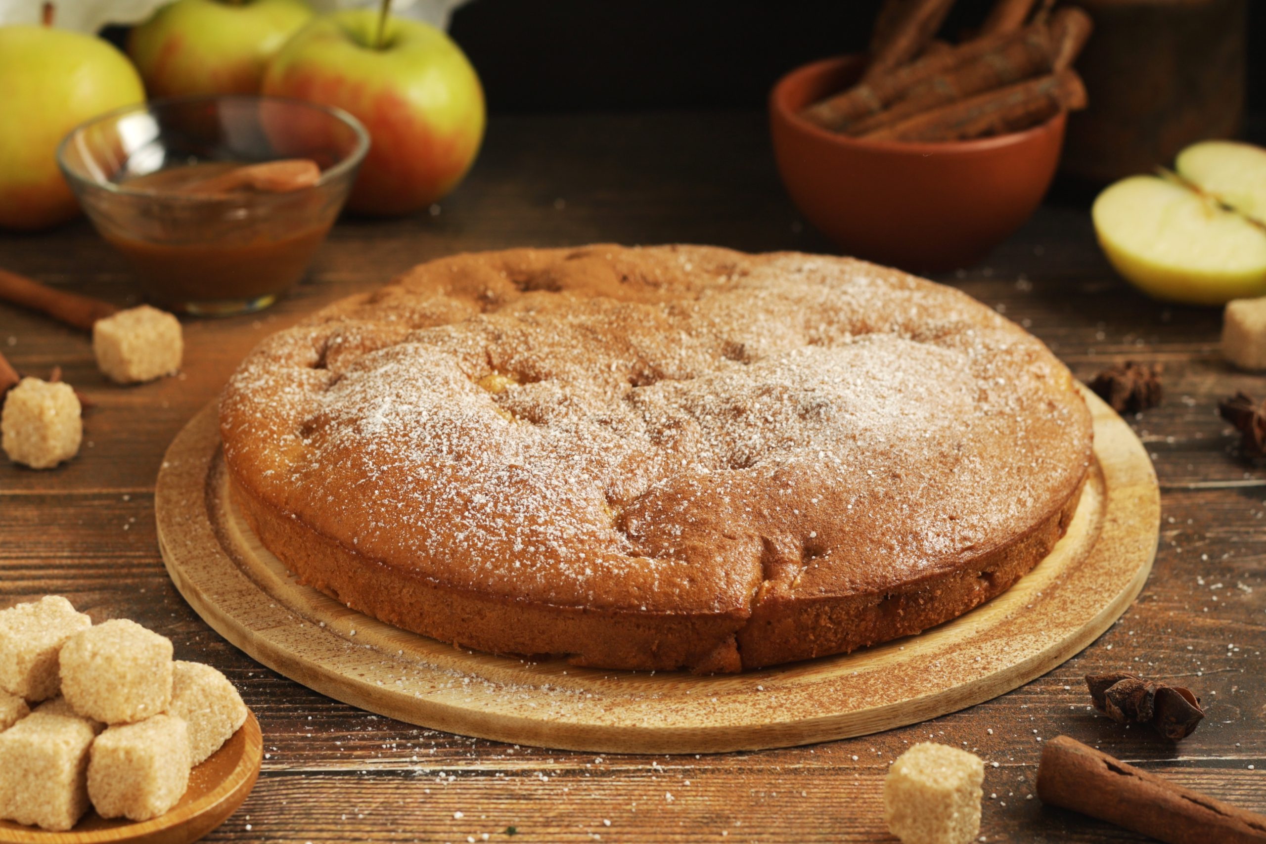 A freshly baked apple pie Szarlotka, traditional dish of Polish cuisine