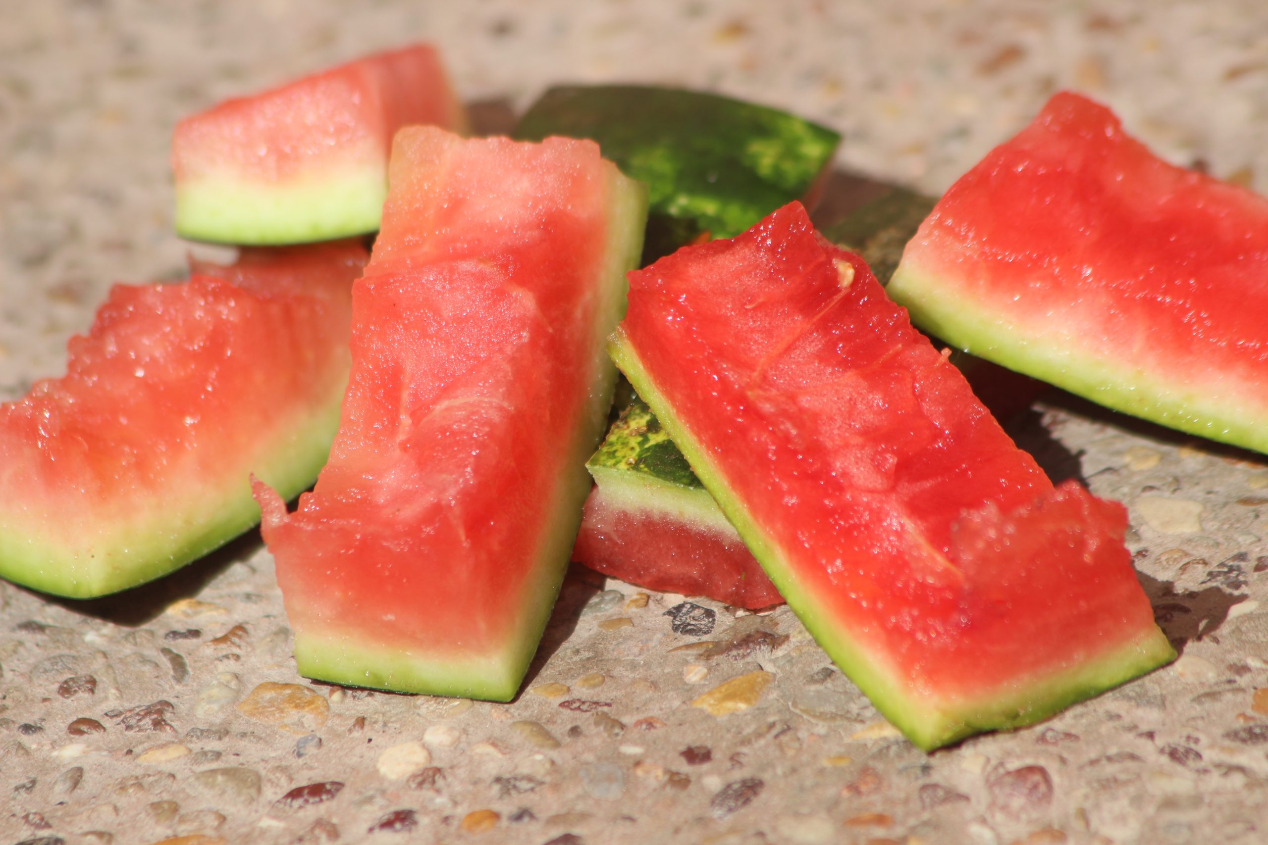 A close-up shot of watermelon rinds