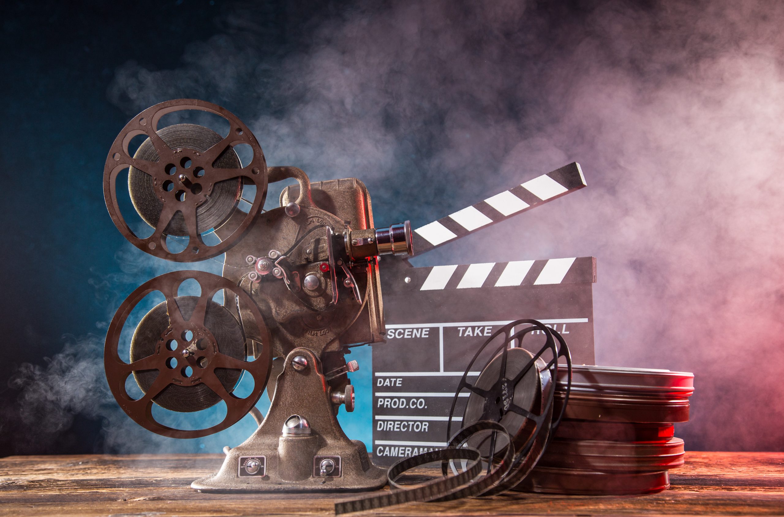Old style movie projector, still-life, close-up.